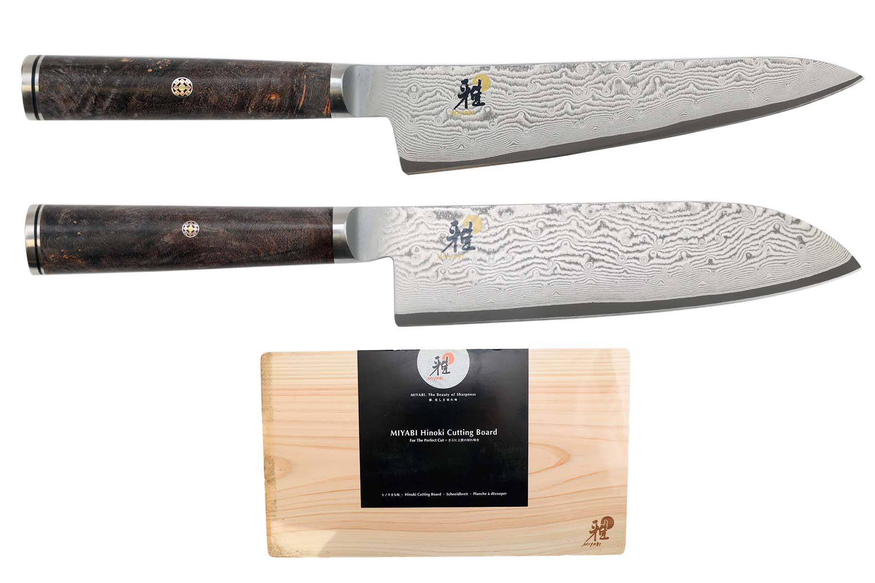 Set de 2 couteaux japonais Miyabi 5000MCD67 Utilitaire + Santoku + Planche à découper Miyabi