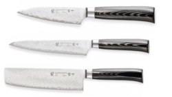 Set de 3 couteaux de cuisine Japonais Tamahagane Kyoto "Forme vegan"