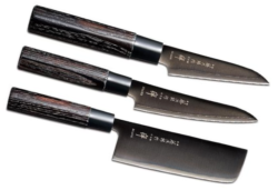 Set de 3 couteaux japonais Zen Black Tojiro forme vegan