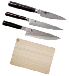 Set de 3 couteaux japonais Kai Shun Classic damas forme européenne + planche à découper Kai
