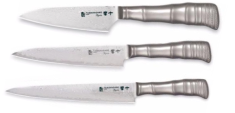 Set de 3 couteaux japonais Tamahagane Bamboo Kyoto 63 ply - spécial poisson