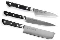 SET DE 3 COUTEAUX DE CUISINE JAPONAIS TOJIRO DP SERIE "FORME VEGAN"
