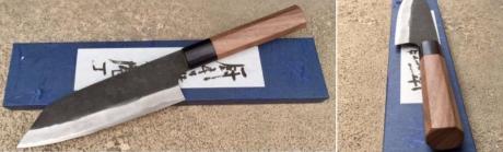 Couteau de cuisine japonais artisanal Kamo Brut de Forge Bunka 165 mm