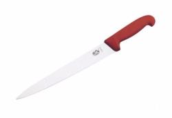 Couteau tranchelard Victorinox, lame 30 cm inox -  manche fibrox rouge.