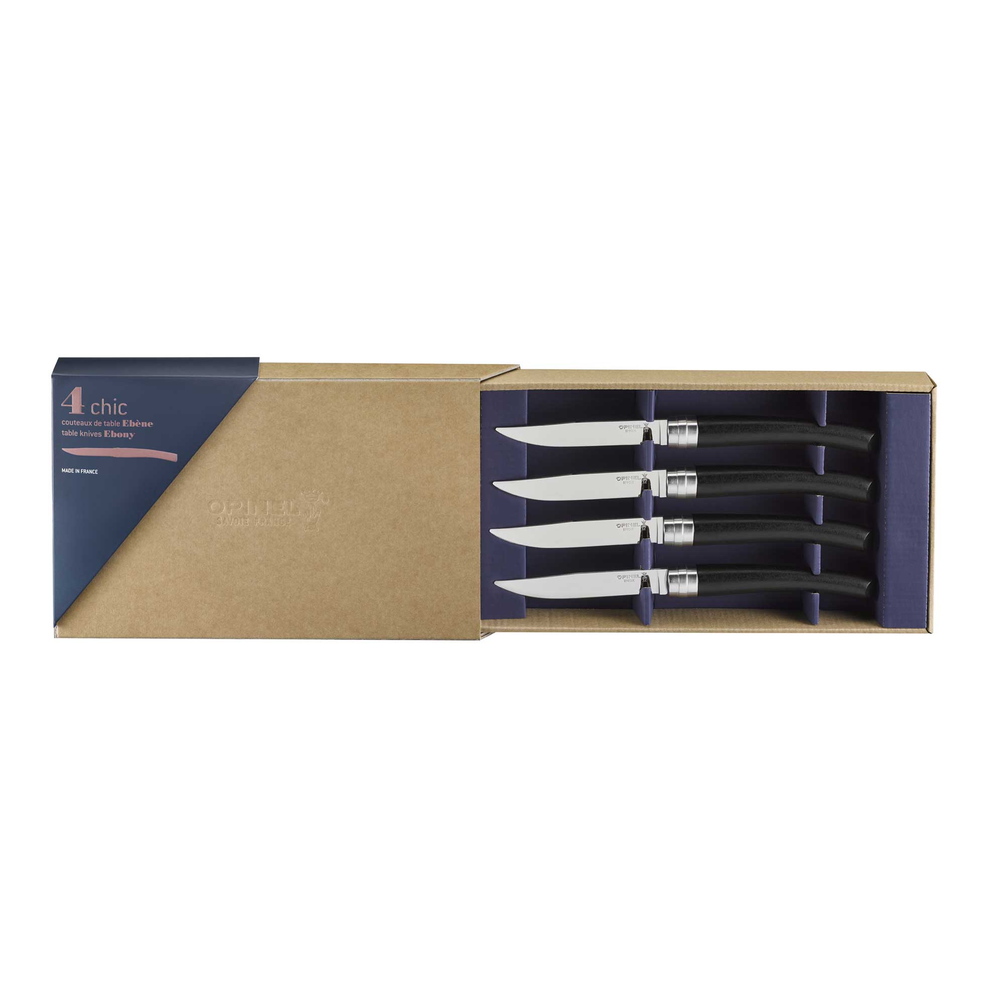 Coffret de 4 couteaux Opinel Table Chic Ebène