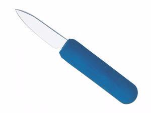 Couteau à huîtres  ERGO - AU NAIN , lame inox - manche ovale thermo-gomme bleu.