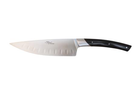 Couteau de cuisine coutellerie Chambriard "Les grands gourmets" - Couteau de chef 16 cm lame alvéolée ébène