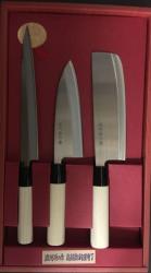 COFFRET DE 3 COUTEAUX DE CUISINE JAPONAIS JAKU TRADITION