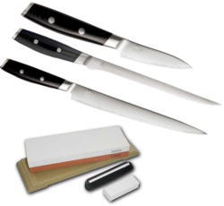 SET 3 COUTEAUX DE CUISINE JAPONAIS YAXELL MON "SPÉCIAL POISSON" PIERRE