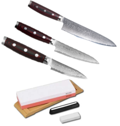 SET 3 COUTEAUX DE CUISINE JAPONAIS YAXELL SUPER GOU "FORME EUROPÉENNE" PIERRE