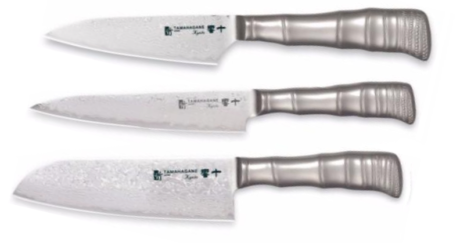 Set de 3 couteaux japonais Tamahagane Bamboo Kyoto 63 ply - Forme japonaise