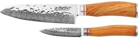 COFFRET DE DEUX COUTEAUX DE CUISINE WUSAKI DAMAS VG10 - SANTOKU ET OFFICE