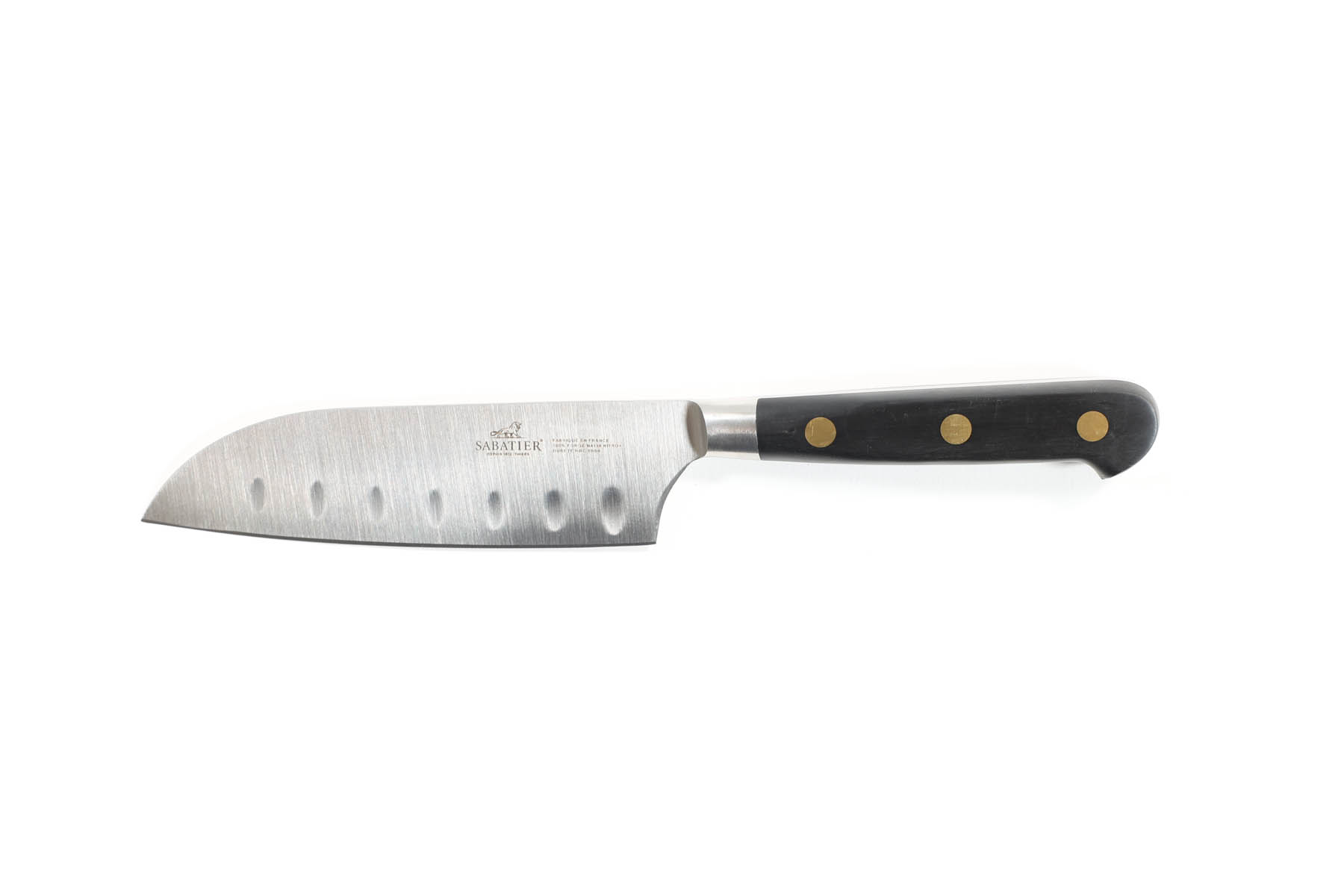 Couteau de cuisine Sabatier Forgé Idéal rivets en laiton - Couteau santoku alvéolé 13 cm