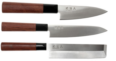 Set de 3 couteaux japonais Kai Seki Magoroku Red Wood - 3 couteaux japonais pour légumes
