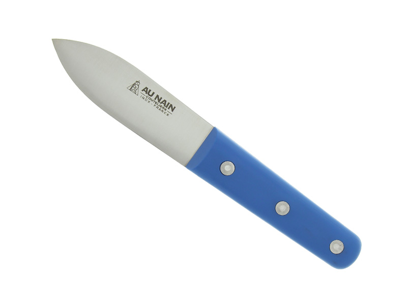 Couteau coquilles St Jacques  AU NAIN , lame large 11 cm acier inox - manche ABS bleu