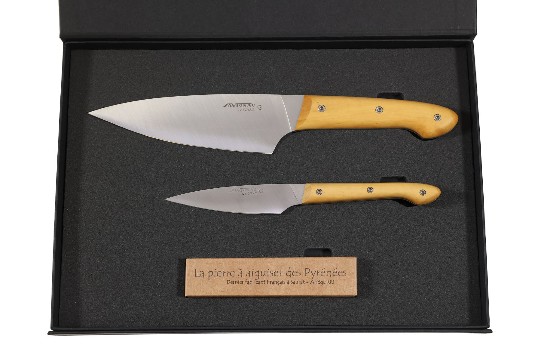 Coffret Savignac couteau d'office et de chef Le Grat en buis