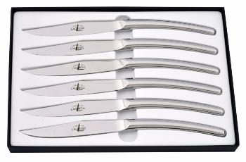 COFFRET DE 6 COUTEAUX DE TABLE FORGE DE LAGUIOLE MONOBLOC DE GHION