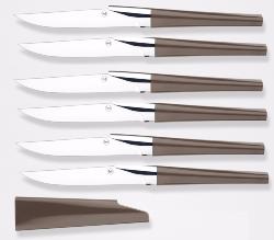 SET DE 6 COUTEAUX DE TABLE HENRI MAZELIER KATANA - MUSCADE MAT