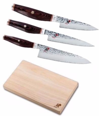 Set de 3 couteaux japonais Miyabi 6000MCT forme européenne + planche à découper Miyabi
