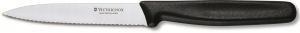 Couteau office Victorinox, lame crantée 10 cm inox pointe milieu, manche polypropylène noir.