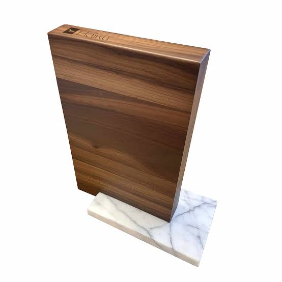 Bloc de rangement pour 6 couteaux japonais - Noyer socle en marbre