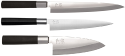 SET 3 COUTEAUX DE CUISINE JAPONAIS KAI WASABI BLACK "SPÉCIAL POISSON"