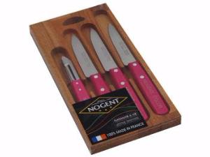 COFFRET DE 4 COUTEAUX DE CUISINE NOGENT "COLOR" 3 ETOILES - ROSE