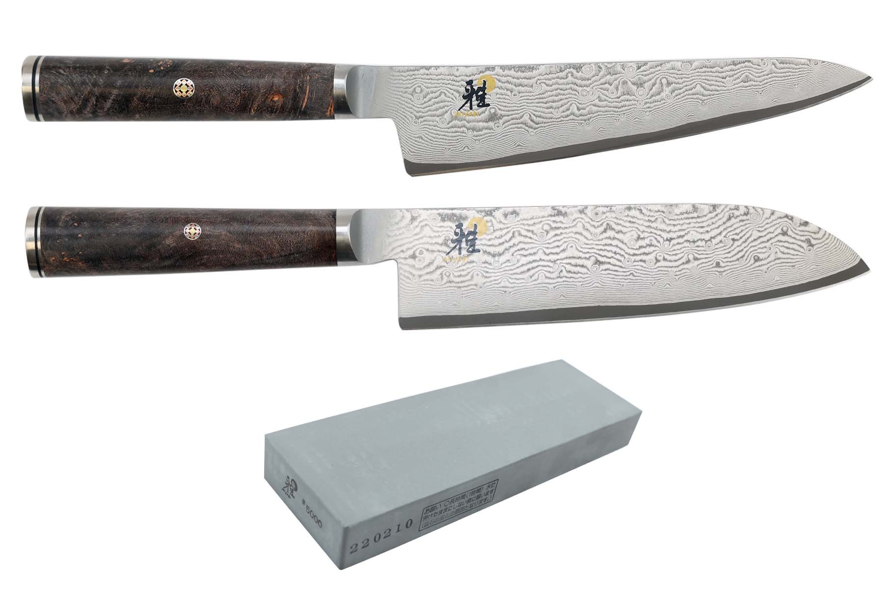 Set de 2 couteaux japonais Miyabi 5000MCD67 Utilitaire + Santoku + Pierre à affûter Miyabi
