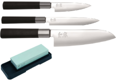 SET 3 COUTEAUX DE CUISINE JAPONAIS KAI WASABI BLACK "FORME JAPONAISE" PIERRE