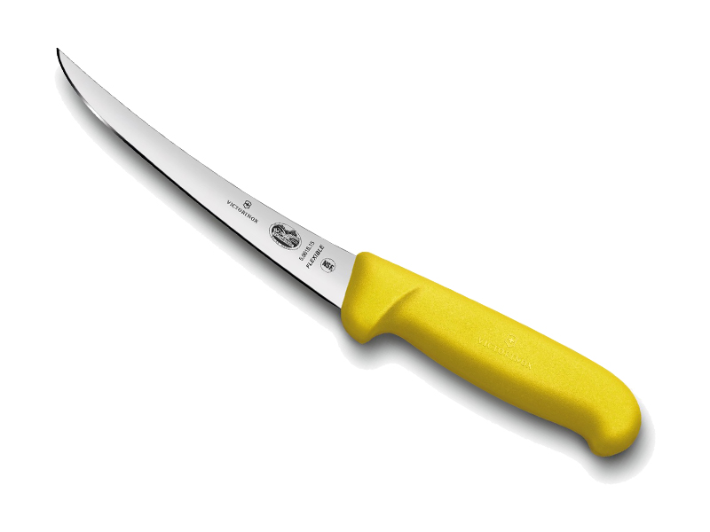 Couteau à désosser Victorinox lame flexible dos renversé 12 cm - Manche Fibrox jaune