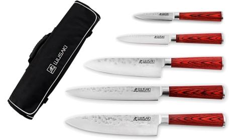 MALLETTE DE CINQ COUTEAUX DE CUISINE WUSAKI PAKKAWOOD