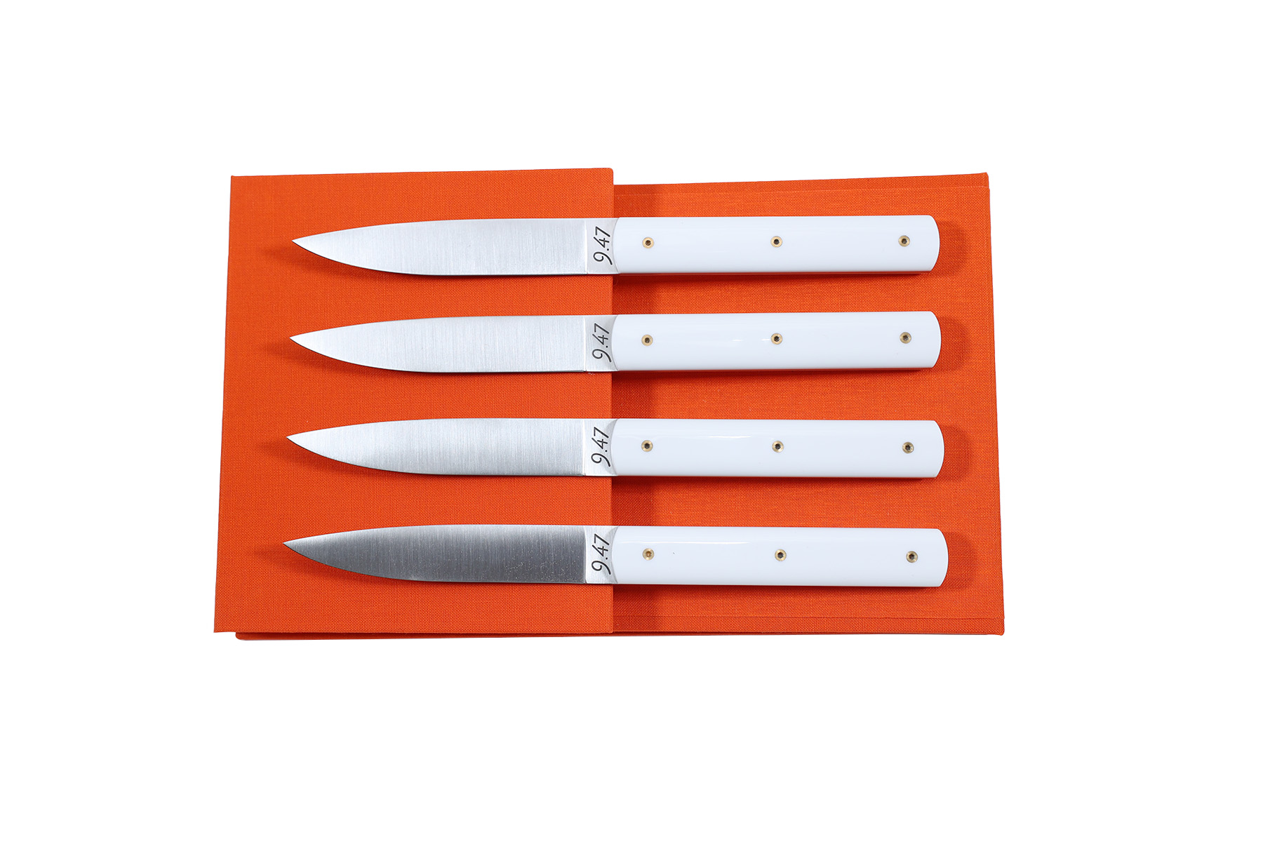Coffret de 4 couteaux de table 9.47 atelier Perceval -blanc vis or