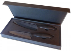 COFFRET DE 2 COUTEAUX DE CUISINE LÉO W. UTILITAIRE + CHEF CÉRAMIQUE NOIRE