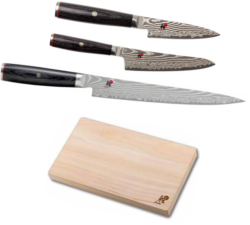 SET DE COUTEAUX DE CUISINE JAPONAIS MIYABI 5000FCD "SPÉCIAL POISSON" ET PLANCHE
