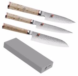 Set de 3 couteaux japonais Miyabi 5000MCD forme japonaise + Pierre à aiguiser Miyabi