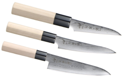 Set de 3 couteaux japonais Tojiro Shippu Damas "Forme européenne"