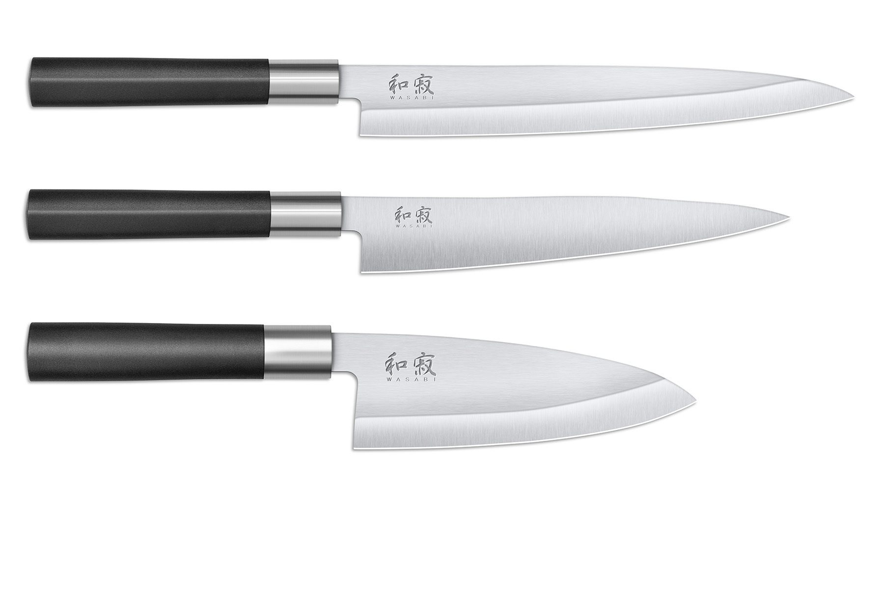 Set de 3 couteaux japonais Kai Wasabi Black - Spécial poisson