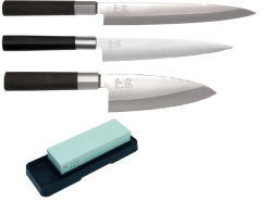 SET 3 COUTEAUX DE CUISINE JAPONAIS KAI WASABI BLACK "SPÉCIAL POISSON"