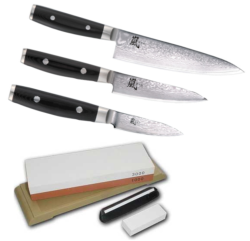 SET 3 COUTEAUX DE CUISINE JAPONAIS YAXELL RAN "FORME EUROPÉENNE" PIERRE