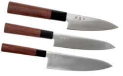 SET DE 3 COUTEAUX DE CUISINE JAPONAIS KAI SEKI MAGOROKU "FORME EUROPÉENNE
