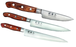SET DE 3 COUTEAUX DE CUISINE JAPONAIS KAI SEKI MAGOROKU VINTAGE "SPÉCIAL POISSON"