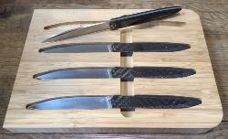 COFFRET DE 4 COUTEAUX DE TABLE ROLAND LANNIER CARBONE " TABLEWARE'S NOT DEAD"