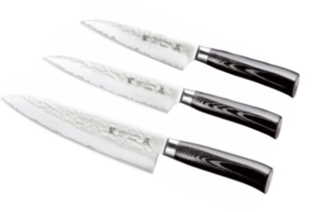 Set de 3 couteaux japonais Tamahagane Tsubame Hammered - Forme européenne
