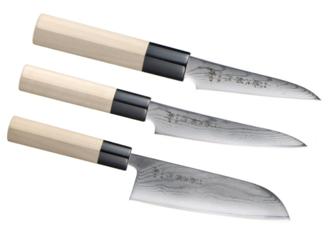 Set de 3 couteaux Tojiro Shippu Damas "Forme japonaise"