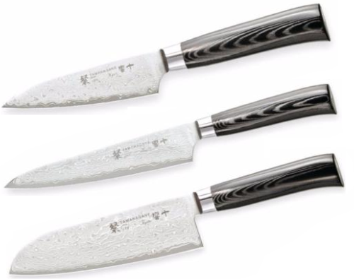 Set de 3 couteaux japonais Tamahagane Kyoto - forme japonaise