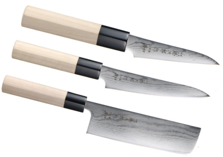Set de 3 couteaux japonais Tojiro Shippu Damas "forme Végan"
