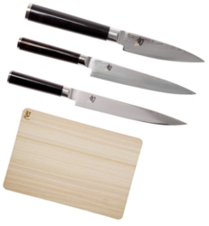Set de 3 couteaux japonais Kai Shun Classic damas spécial poisson + planche à découper Kai