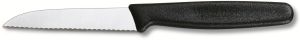 Couteau office, lame crantée 8 cm inox pointe rabattue - manche noir