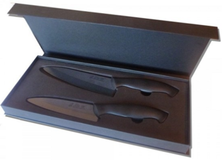 COFFRET DE 2 COUTEAUX DE CUISINE LÉO W. UTILITAIRE + CHEF CÉRAMIQUE NOIRE