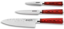 COFFRET DE TROIS COUTEAUX DE CUISINE WUSAKI PAKKAWOOD - SANTOKU UNIVERSEL OFFICE